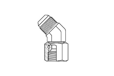 Hydrauliek adapter - 45° instelbare kniekoppeling male JIC/female JIC - met wartel