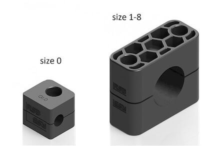 Polyamide Zwart Leidingbeugels Standaard Serie Twee Leidingbeugelhelften met gladde binnenzijde DIN 3015-1 product photo