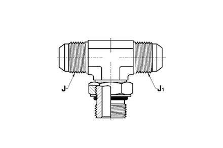 Adapter Hydrauliczny - Trójnik T 2x MĘSKI JIC/MĘSKI SAE UNF-UN w korpus product photo