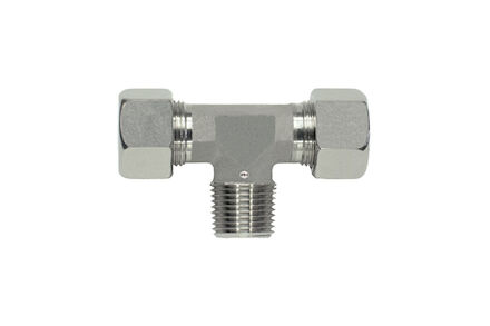 Stainless Tube Coupling - Stud Branch Tee - BSP - Taper - Light Series with Silver coated Nuts product photo