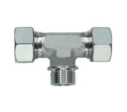 Stainless Tube Coupling - Stud Branch Tee - BSP - Parallel - Light Series with Silver coated Nuts