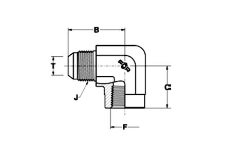 Hydrauliek adapter - 90° kniekoppeling male JIC/female NPTF