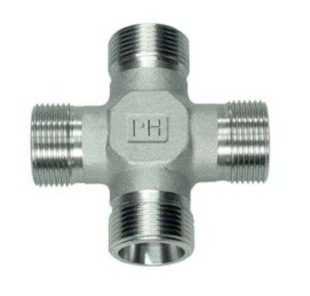 Stainless Tube Coupling 24° - Cross male 24°Metric - male 24°Metric