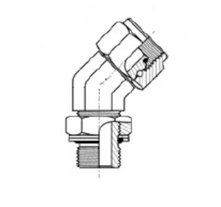 Adapteur femelle BSP - mâle gaz cylindrique (whitworth) à 45° photo du produit
