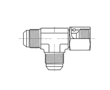 Adapter Hydrauliczny - Trójnik L 2x MĘSKI JIC/ ŻEŃSKI JIC - z nakrętką product photo