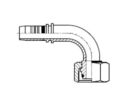 Hydraulic Hose Insert - 90° Tube Elbow METRIC O-RING FEMALE 24° CONE HEAVY DUTY DKOS ZnNi product photo