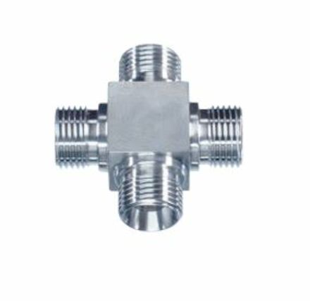 Stainless Steel Adaptor Equal Cross BSP 60° cone Male product photo