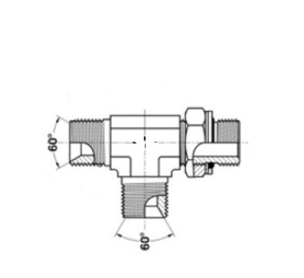 Hydraulic Adaptor - Run Tee male BSP 60° cone - male BSP O-ring + retaining ring - male BSP 60° cone photo du produit