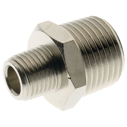 Brass adaptor - Nickle plated - Straight male BSPT - male BSPT photo du produit