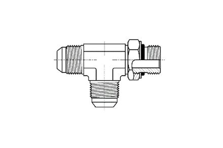 Adapter Hydrauliczny - Trójnik L 2x MĘSKI JIC/MĘSKI SAE UNF-UN w korpus z oringiem product photo