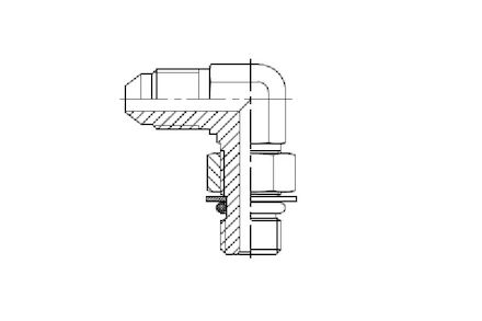 Hydrauliek adapter - 90° gebogen instelbare verbindingskoppeling knie male JIC/male metrisch - met O-ring en retaining ring product photo