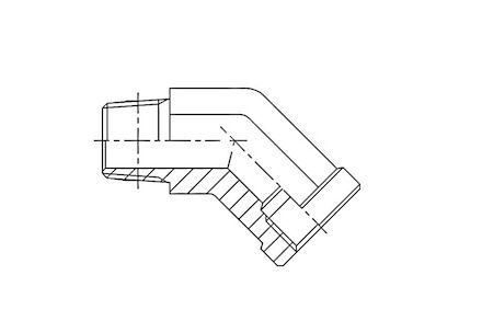 Hydrauliek adapter - 45° kniekoppeling male BSPT/female BSP product photo