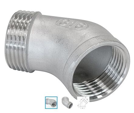 Malleable Stainless Elbow 45º Male Female photo du produit