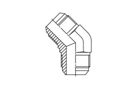 Hydrauliek adapter - 45° kniekoppeling male JIC/male JIC