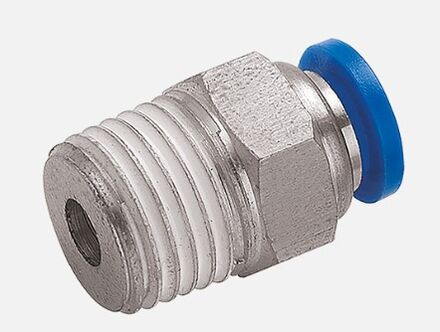 Pneumatic Straight Connector for Metric tube - BSPT Male Thread Teflon coating photo du produit