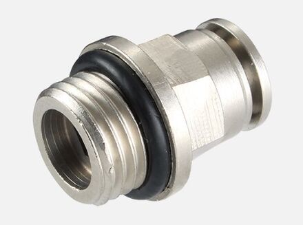 Pneumatic Straight Male Adaptor Metric tube with Metal Collet to BSPP O-ring photo du produit