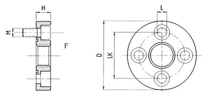 Rechte 4 Gats Flensaansluiting BSP Inwendig product photo