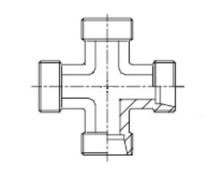 Tube Coupling 24° - Cross male 24°Metric - male 24°Metric photo du produit