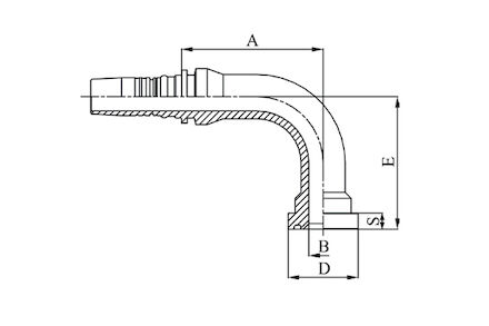 Hydraulická koncovka - vnitřní a vnější ořez  (Interlock), 90° FLANGE PLUS (SAE J518 CODE 62 SFS product photo