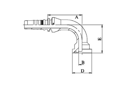 Double Skive (Interlock) Hydraulic Hose Insert, 90° ISO/SAE CODE 62 FLANGE SFS photo du produit