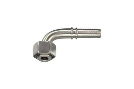 Hydraulic Hose Insert - 90° Elbow - Flat seat and Union Nut - Stainless FORFS product photo