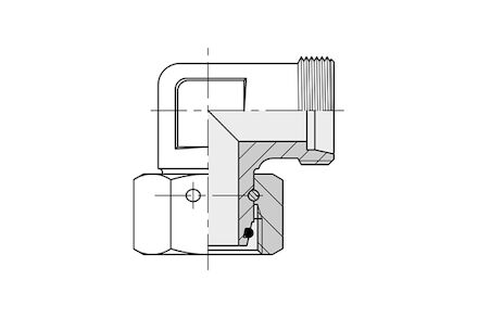 Snijringverbinding 24° - DIN 2353 - instelbare kniekoppeling male - serie Zwaar