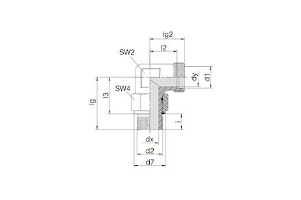 Snijringverbinding 24° - DIN 2353 - 90° instelbare knie-inschroefkoppeling BSP met O-ring en retaining ring - serie Zwaar product photo