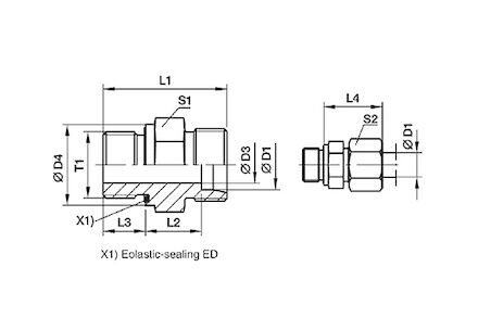 Snijringverbinding 24° - DIN 2353 - inschroefkoppeling metrisch met elastomeer afdichting - serie Zwaar product photo