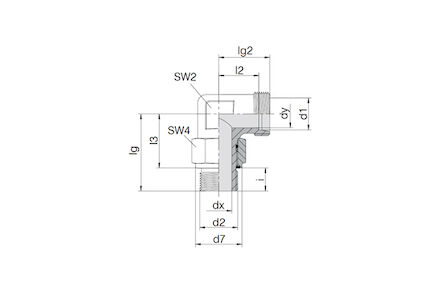 Snijringverbinding 24° - DIN 2353 - 90° instelbare DIN inschroefkoppeling BSP met O-ring en retaining ring - serie Licht product photo