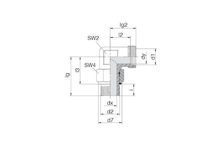 Snijringverbinding 24° - DIN 2353 - 90° instelbare knie-inschroefkoppeling met borg moer - serie Licht