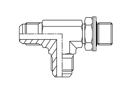 Adapter Hydrauliczny - Trójnik L 2x MĘSKI JIC/MĘSKI SAE UNF-UN nastawny z oringiem i podkładką product photo