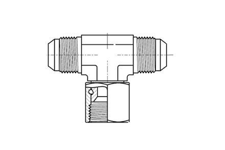 Hydrauliek adapter - Instelbare verloop T-stuk male/female JIC met wartel