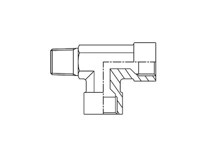 Adaptor Hydrauliczny - Trójnik Niesymetryczny układ L ŻEŃSKI / ŻEŃSKI NPTF na MĘSKI product photo