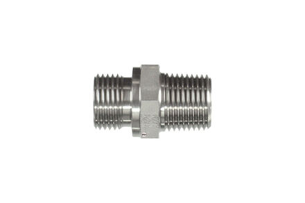 Stainless Hydraulic Adaptor - STRAIGHT ADAPTOR BSP MALE PARALLEL 60° CONE SEAT (ISO 228) NPTF MALE 60° CONE SEAT (SAE J514) product photo