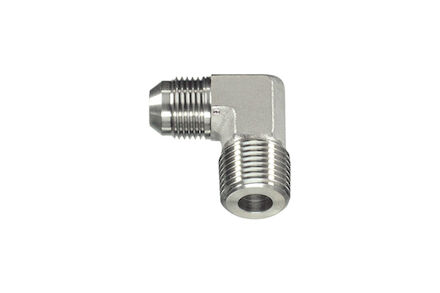 Stainless Hydraulic Adaptor - 90° Elbow male JIC - male NPTF product photo