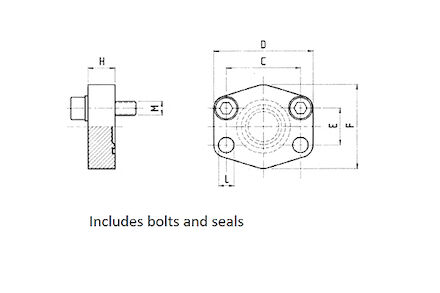 SAE-flens met meetaansluiting – recht - 6000 psi met bouten metrisch en O-ring