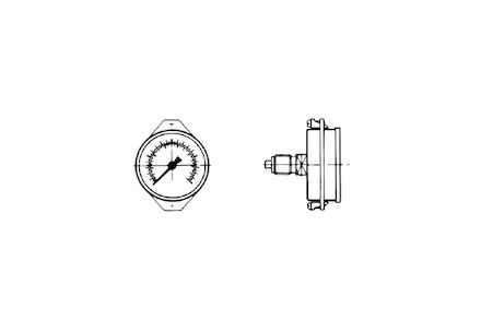 Manometer - Glycerine 63mm - RVS kast -1/4" BSP draad - achteraansluiting - psi/bar - 0-1 bar product photo