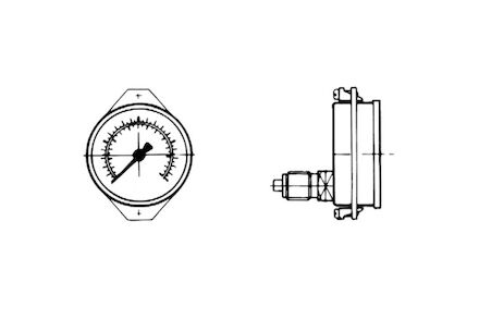 Manometer - Glycerine 100mm - RVS kast - 1/2" BSP draad - achteraansluiting - schaalverdeling - 0-400 bar product photo
