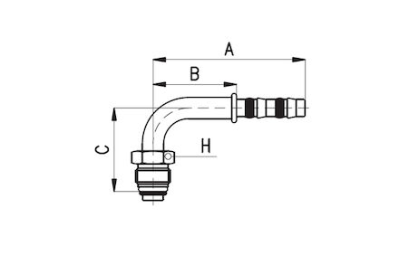 Koeling/airco slangkoppeling - O-ring male 90° bocht