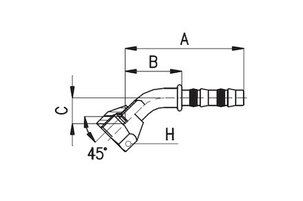 Koeling/airco slangkoppeling - 45° SAE female 45° knie
