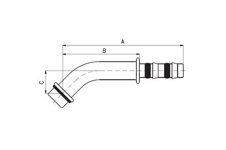 Koeling/airco koppeling voor expansieventiel 45° knie