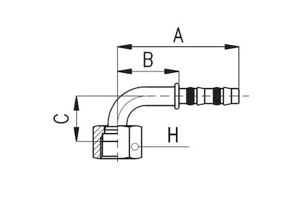 Koeling/airco slangkoppeling - 90° bocht ORS wartel
