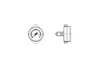 Manometer - Glycerine 63mm - RVS kast -1/4" BSP draad - achteraansluiting - psi/bar - 0-40 bar product photo